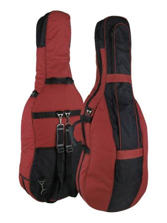 Boston  cello bag 4/4, wine red, 19 mm. padded, 2 straps, va CT-144