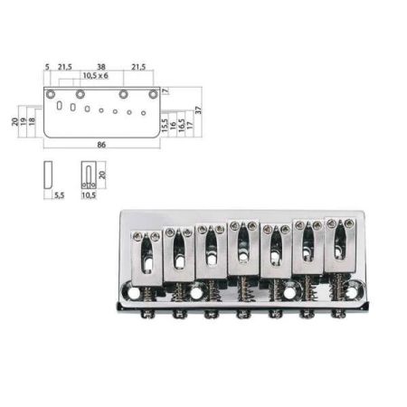 Boston B-1520 7-String Hardtail Bridge Chrome B-1520-7C
