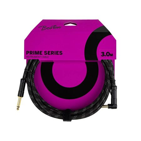 Boston GCRB-30A Prime Instrument Cable 3.0m Black Angled GCRB-30A