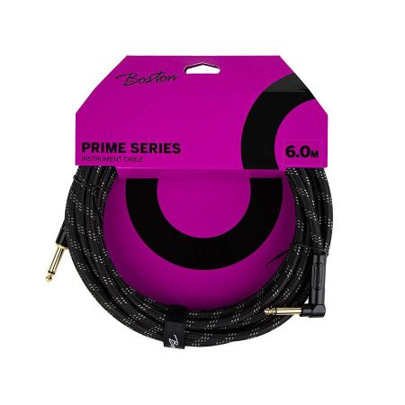 Boston GCRB-60A Prime Instrument Cable 6.0m Black Angled GCRB-60A