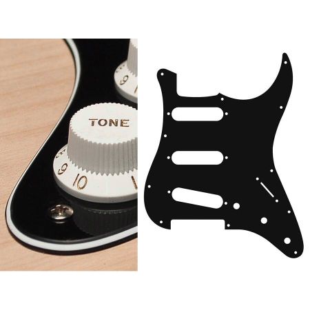 Boston ST-313 Strat Pickguard SSS 3-Ply Black ST-313-B