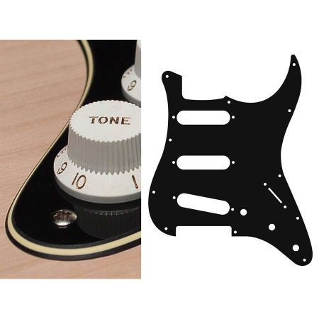 Boston ST-313 Strat Pickguard SSS 3-Ply Black Cream ST-313-BC