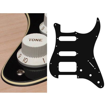 Boston ST-323 Strat Pickguard HSS 3-Ply Black Cream ST-323-BC