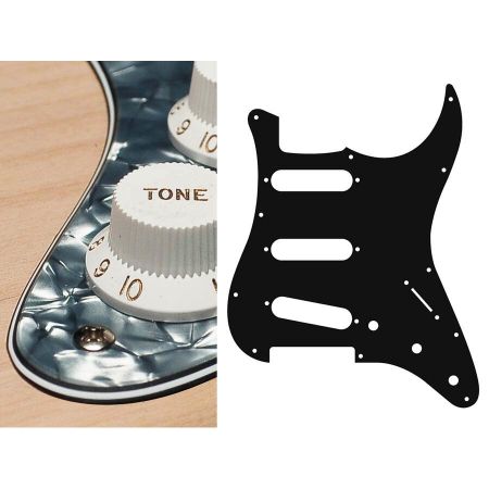Boston ST-413 Strat Pickguard SSS 4-Ply Pearl Black ST-413-PB