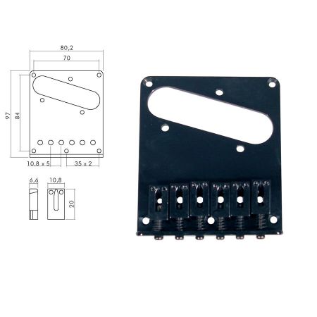 Boston T-66 TE Bridge 6-Saddle Modern Black T-66-B