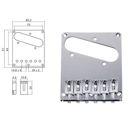 Boston T-66 TE Bridge 6-Saddle Modern Chrome T-66-C