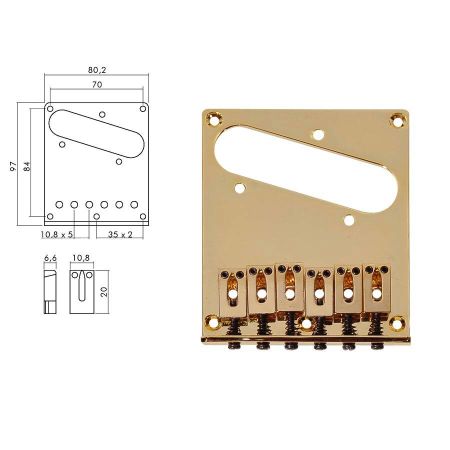 Boston T-66 TE Bridge 6-Saddle Modern Gold T-66-G